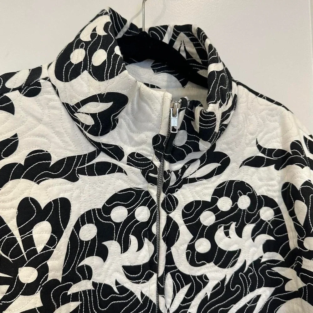 Zara QUILTED PRINTED JACKET. Ecru/Black. Size S. New with Tags. - Picture 8 of 12